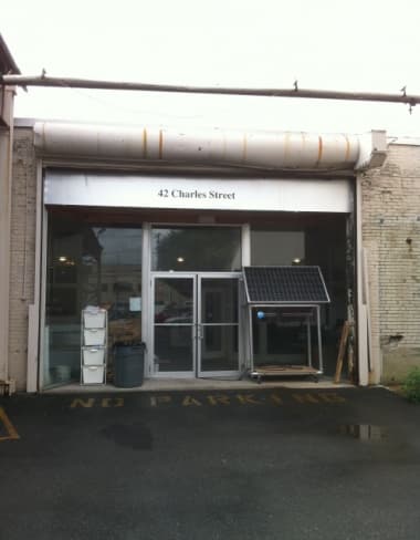 The Greentown Labs warehouse entrance at 42 Charles Street in Cambridge