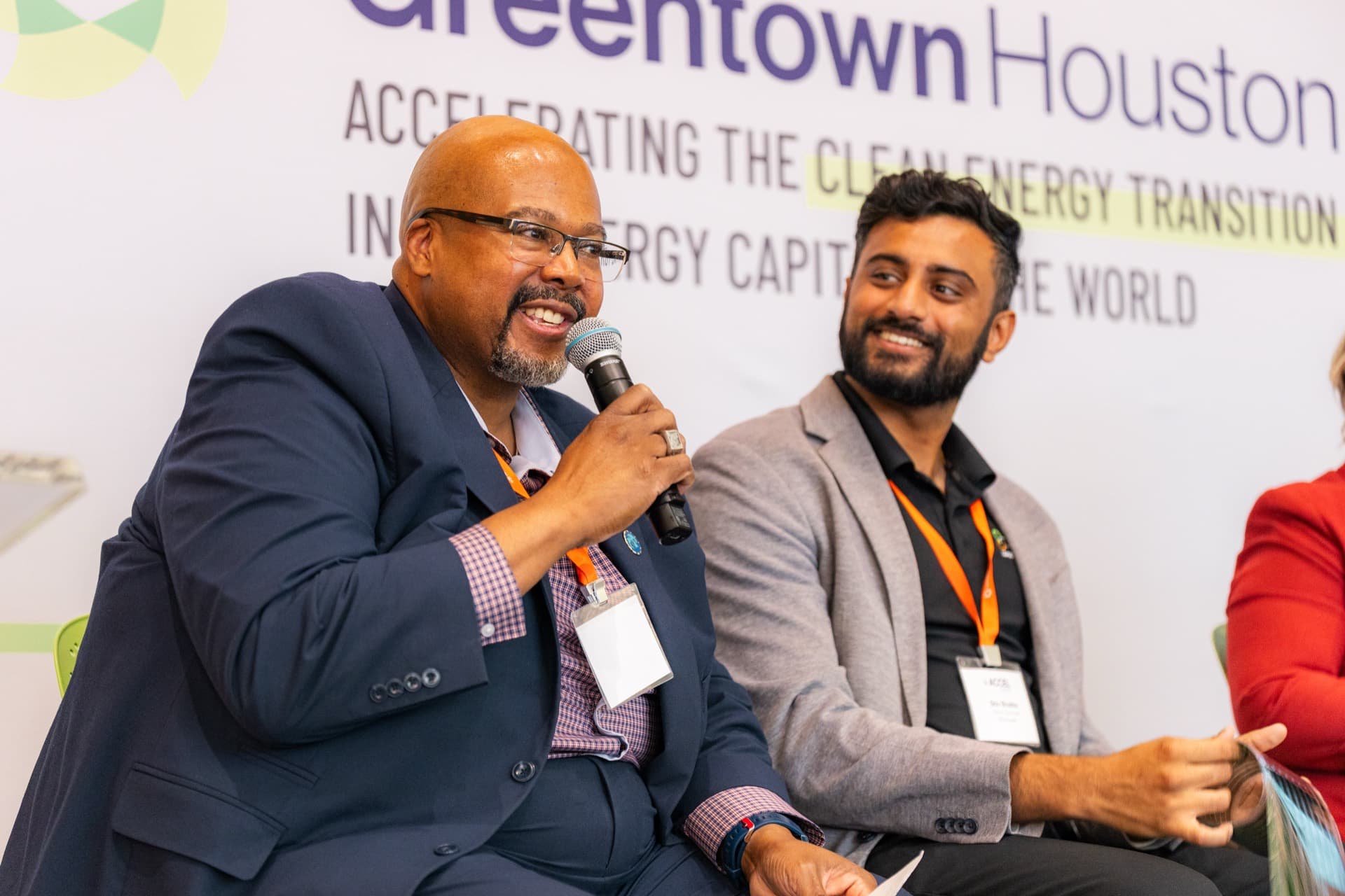 Panelists speaking at a Greentown Houston event