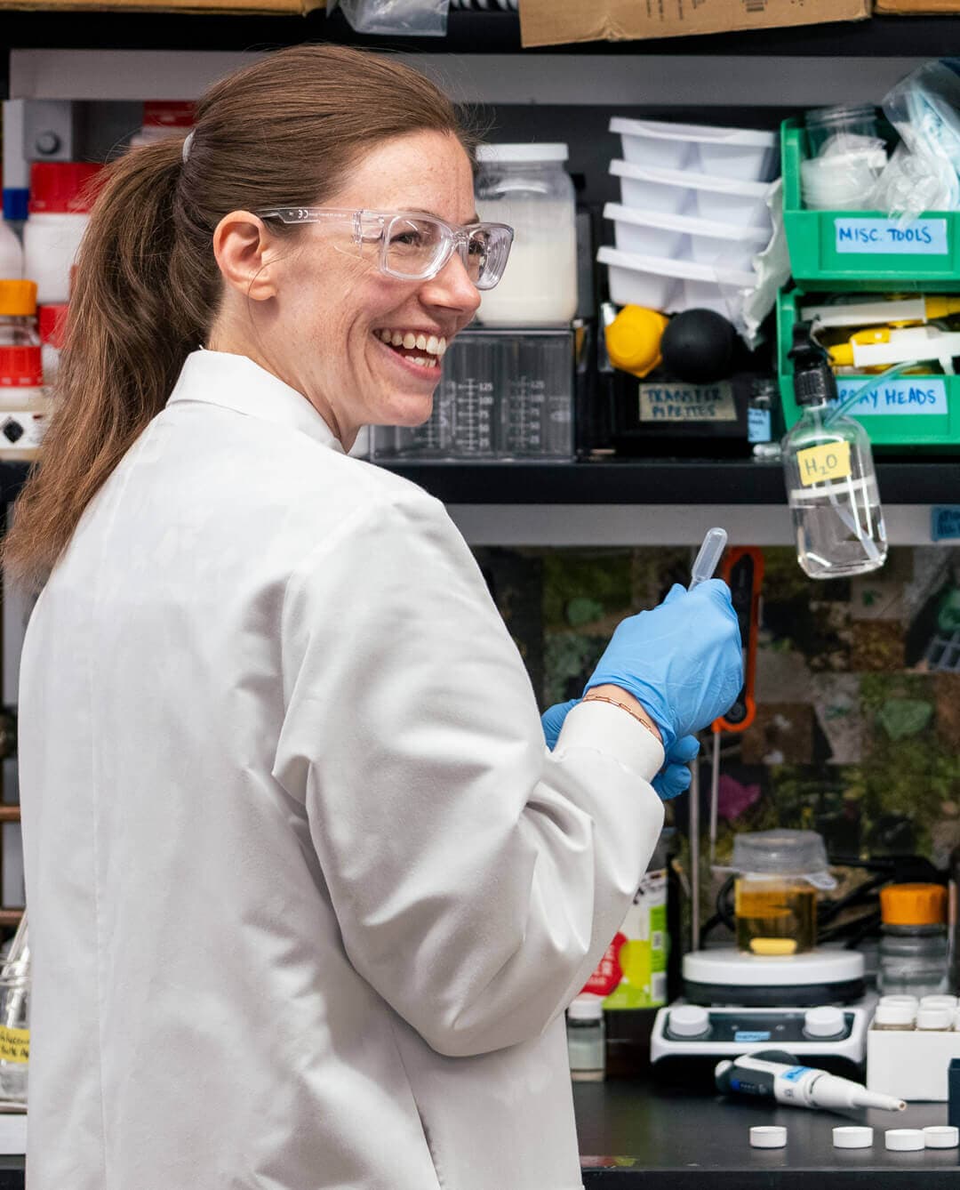 Greentown member working in a wet lab