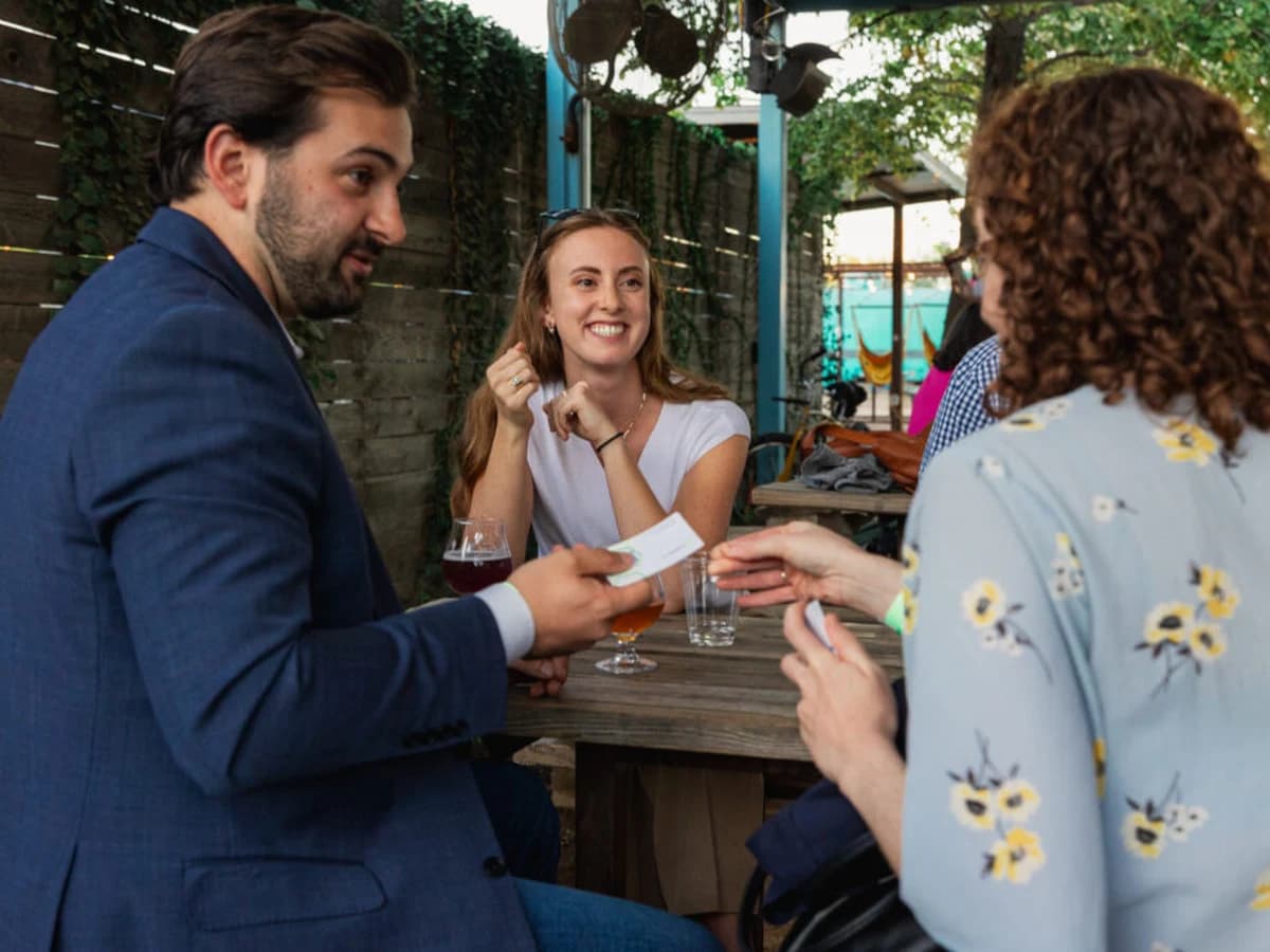 Attendees networking at a past Greentown Houston event